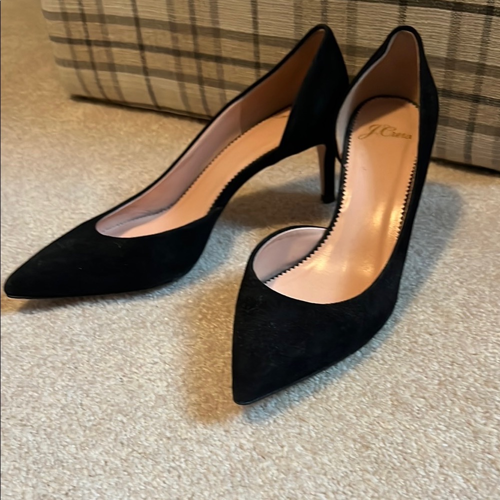 J. Crew Black Suede Pointed-Toe Heels
